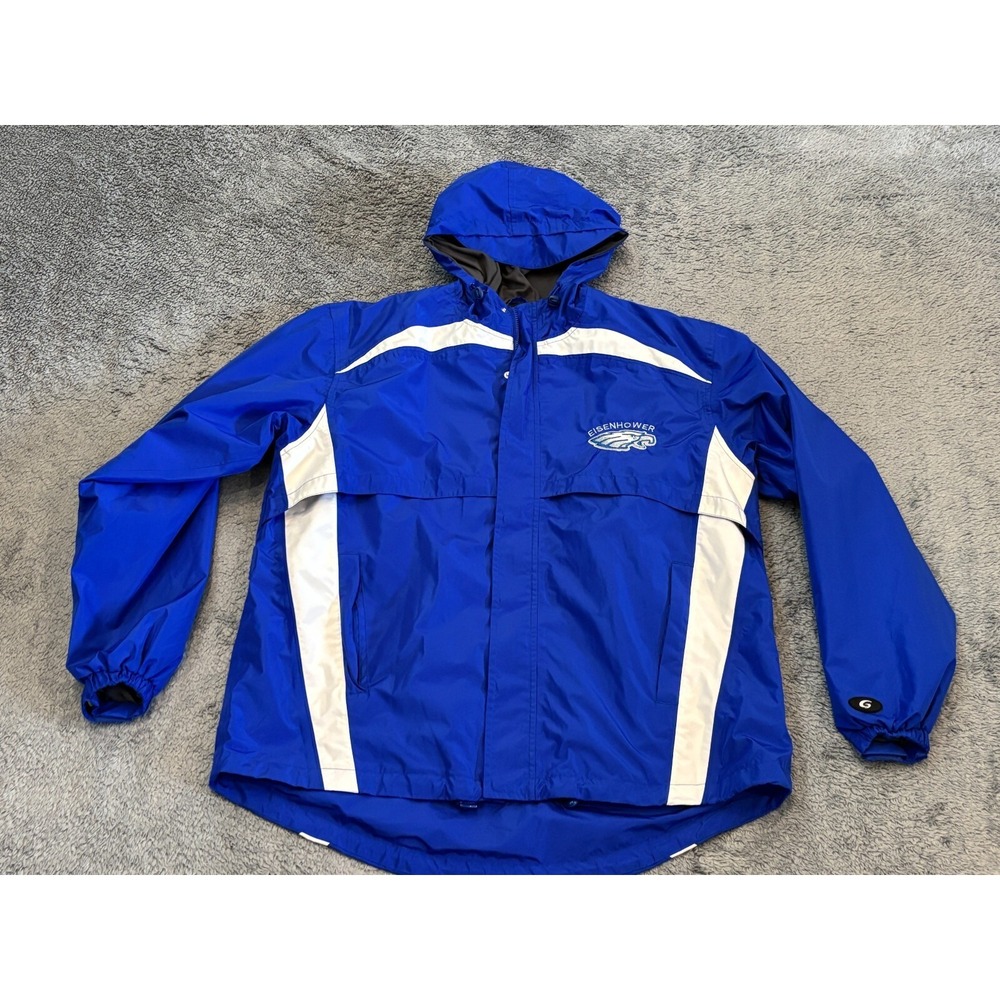 GTM Sportswear Jacket Mens Large Blue White Eisenhower Patch Parka Zip Vented